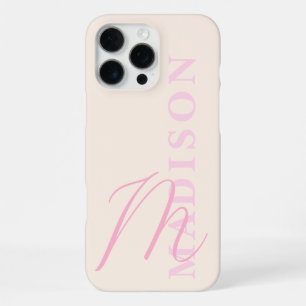 Modern Pink Minimalist Initial Monogram iPhone 16 Pro Max Case