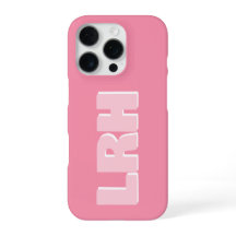 Modern Pink Minimalist Vertical Monogram iPhone Ca