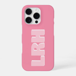 Modern Pink Minimalist Vertical Monogram iPhone Ca iPhone 16 Pro Case