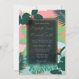 Modern Pink Mint Tropical Foliage Creative design Invitation