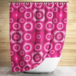 Modern Pink Monochrome Geometric Pattern Shower Curtain