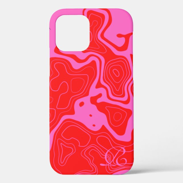 Modern Pink  Monogram Case-Mate iPhone Case (Back)