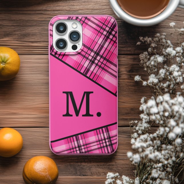 Modern Pink Monogram Case-Mate iPhone Case (Creator Uploaded)