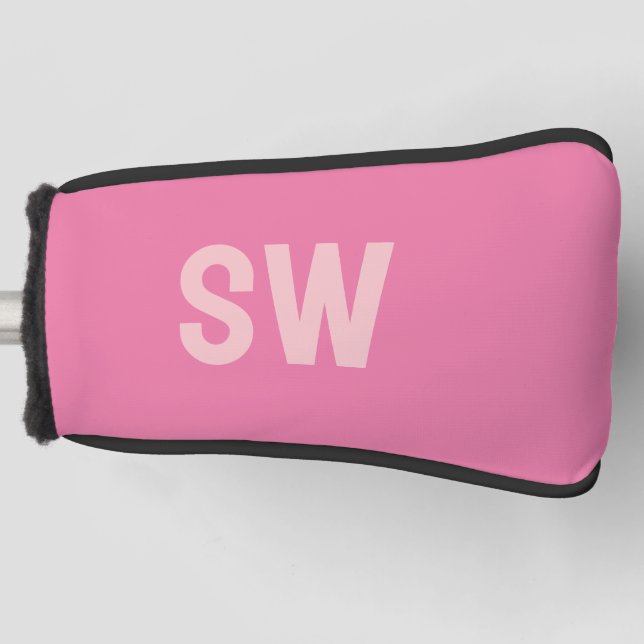 Modern Pink Monogram Initials Golf Head Cover (Front)