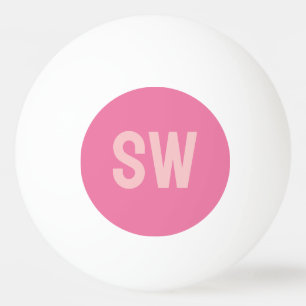 Modern Pink Monogram Initials Ping Pong Ball