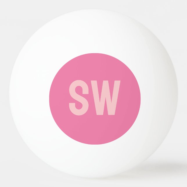 Modern Pink Monogram Initials Ping Pong Ball (Front)