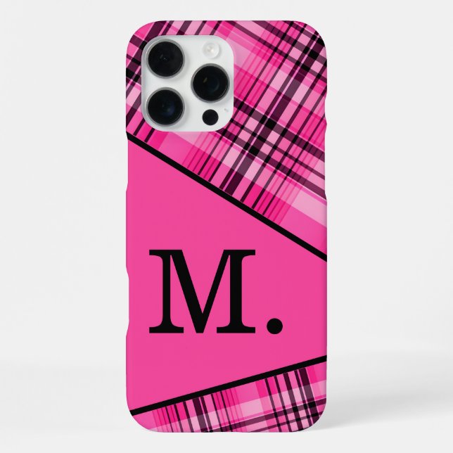 Modern Pink Monogram iPhone Case (Back)