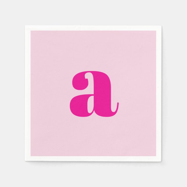 Modern Pink Monogram Napkins (Front)