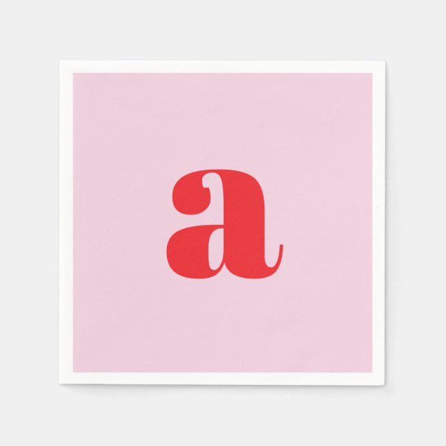 Modern Pink Monogram Napkins (Front)