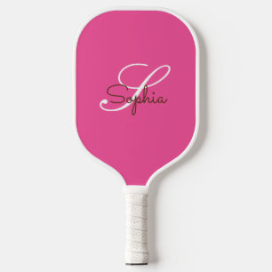 Modern Pink Monogram Personalised Name  Pickleball Paddle