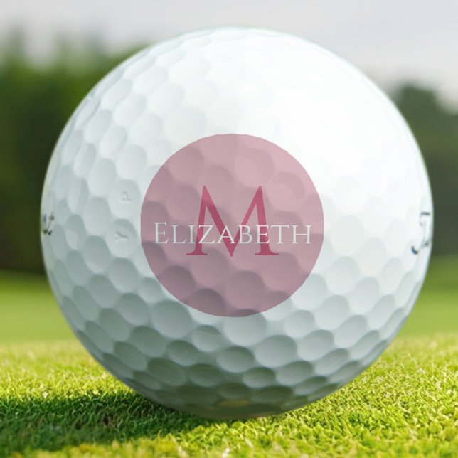 Modern Pink Monogram Personalized Elegant  Golf Balls (Creator Uploaded)