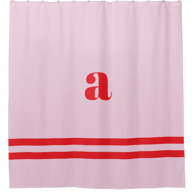 Modern Pink Monogram  Shower Curtain (Front)