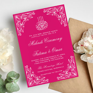 Modern Pink Muslim Islamic Henna Mehndi Ceremony Invitation