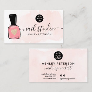 modern pink nail polish specialist illustration business card
