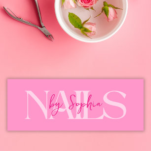 Modern Pink Nail Salon Nails By Employee Name Tag