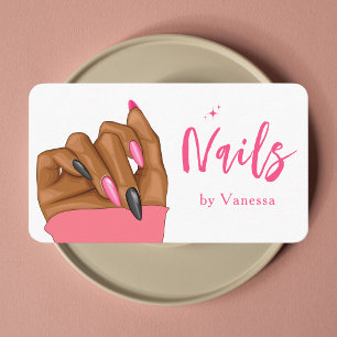 Modern Pink Nail Technician Modern Nails Art Salon Business Card