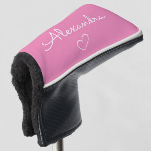 Modern Pink Name Custom Cute Golf Head Cover