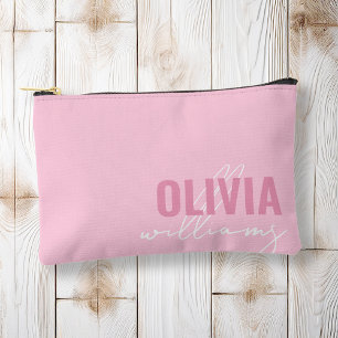 Modern Pink Name Monogram Accessory Pouch
