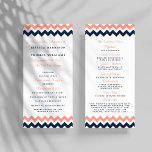 Modern Pink & Navy Chevron Wedding Program Rack Card<br><div class="desc">Simple yet elegant, the modern chevron wedding collection is a stunning design featuring a lovely zig-zag print in a pink, navy and white colour, which is perfect for any modern wedding celebration. These programs can be personalised for your special occasion and would make the perfect order of service for your...</div>