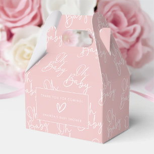 Modern Pink Oh Baby Simple Baby Shower Gable Favour Box