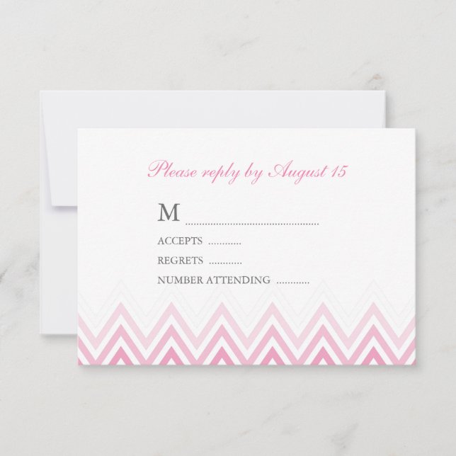 Modern Pink Ombre Chevrons Response Cards (Front)