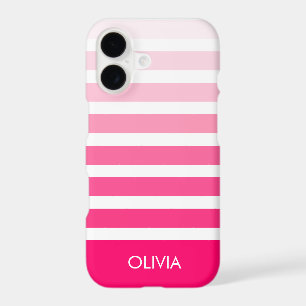 Modern Pink Ombre Striped Personalised Name