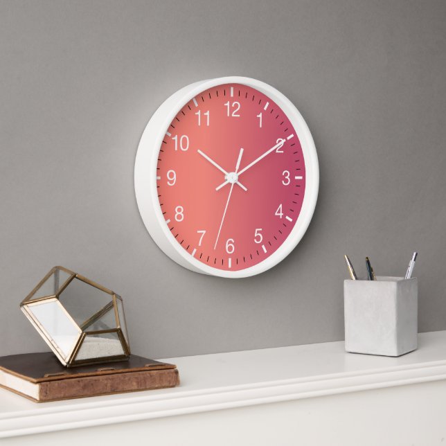 Modern Pink Ombre White Clock (Office)