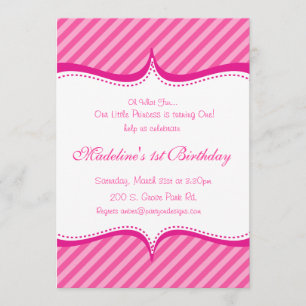Modern Pink on Hot Pink Stripe Princess Invitation