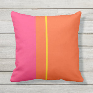 Modern Pink, Orange and Yellow Vertical Stripes Cushion