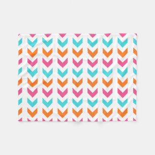 Modern Pink, Orange, Aqua Geometric Arrow Pattern Fleece Blanket