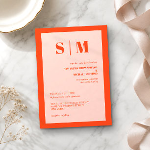 Modern pink orange Earth Tone Wedding Invitation