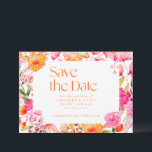 Modern Pink Orange Flowers Simple Wedding Save The Date<br><div class="desc">Modern Pink Orange Flowers Simple Wedding Save the Date</div>