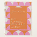 Modern pink orange geometric love completely gift planner<br><div class="desc">Modern pink orangeretro vintage geometric elegant typography love completely because this all ends modern girly gift for her gift for him. Ideal anniversary,  birthday,  wedding,  valentines day,  mothers day or fathers day gift.</div>