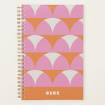 Modern pink orange geometric retro personalised planner<br><div class="desc">Modern pink orange geometric retro personalised minimal unique budget bright bold best-seller. ideal Christmas,  birthday,  anniversary,  graduation,  mothers day,  new year,  school year organisation.</div>