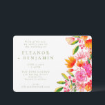 Modern Pink Orange Green Watercolor Floral Wedding Invitation<br><div class="desc">This beautiful wedding invitation features a modern pink and orange floral watercolor design with green text.</div>