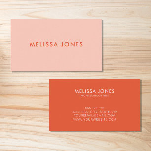 Modern Pink Orange Minimalist Business Card