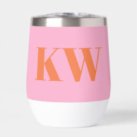 Modern Pink Orange Monogram Initials Personalised