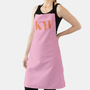 Modern Pink Orange Monogram Initials Personalised Apron
