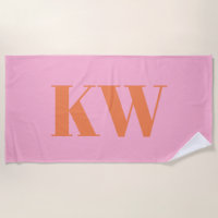 Modern Pink Orange Monogram Initials Personalised