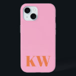 Modern Pink Orange Monogram Initials Personalised iPhone 15 Case<br><div class="desc">Modern Pink Orange Monogram Initials Personalised iPhone 15 Case</div>