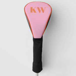 Modern Pink Orange Monogram Initials Personalised Golf Head Cover