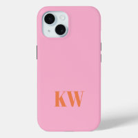 Modern Pink Orange Monogram Initials Personalised