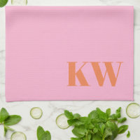 Modern Pink Orange Monogram Initials Personalised