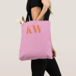 Modern Pink Orange Monogram Initials Personalised Tote Bag<br><div class="desc">Modern Pink Orange Monogram Initials Personalised Tote Bag</div>