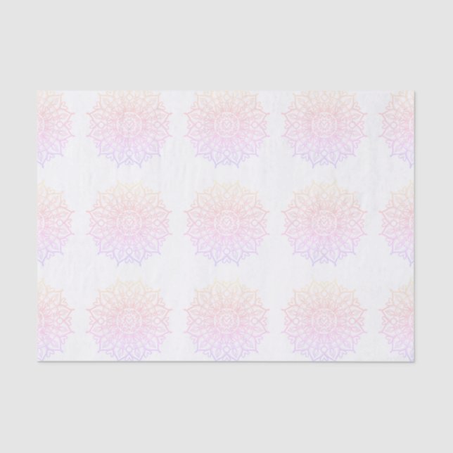 Modern Pink Orange Purple Ombre Mandala Decoupage Tissue Paper (Front)