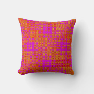 Modern Pink Orange Red Geometric Pattern Cushion