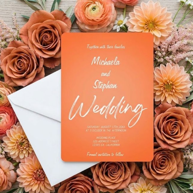 Modern Pink & Orange Sunset Wedding Invitation (Creator Uploaded)