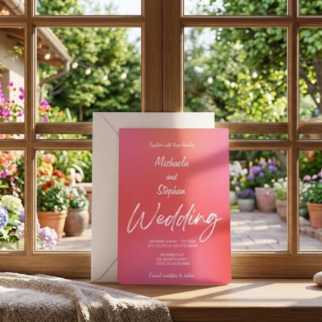 Modern Pink & Orange Sunset Wedding Invitation (Creator Uploaded)