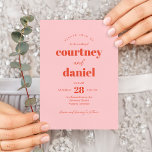 Modern Pink Orange Trendy Mix Match Wedding Invitation<br><div class="desc">Modern Pink Orange Trendy Mix Match Wedding Invitation features modern type pairings in bold,  modern colours.</div>