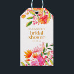 Modern Pink Orange Watercolor Flower Bridal Shower Gift Tags<br><div class="desc">These colourful gift tags feature a bright pink and orange watercolor floral design personalised for a bridal shower.</div>